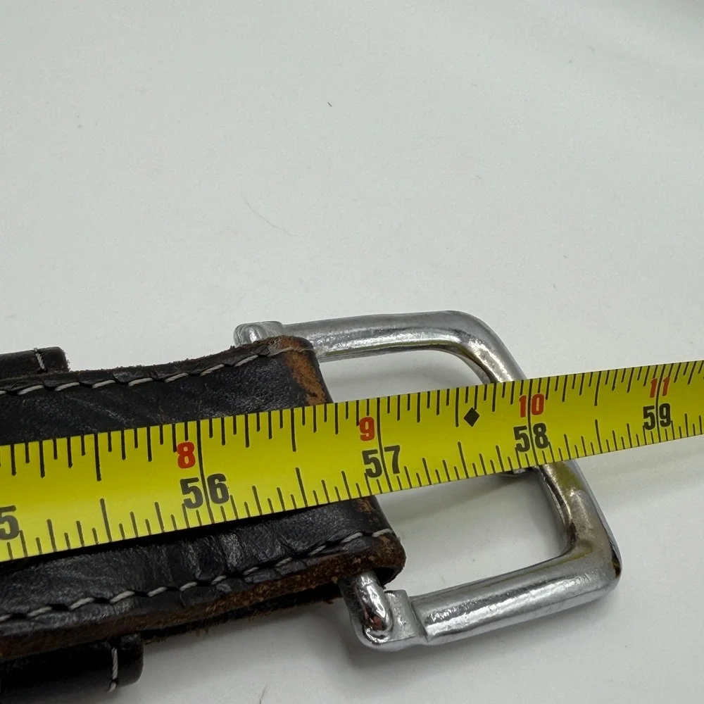 Vintage Black Leather Embossed Belt Size 50 Distressed White Stitch Workwear